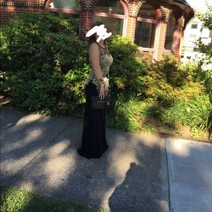 Black and gold prom dress